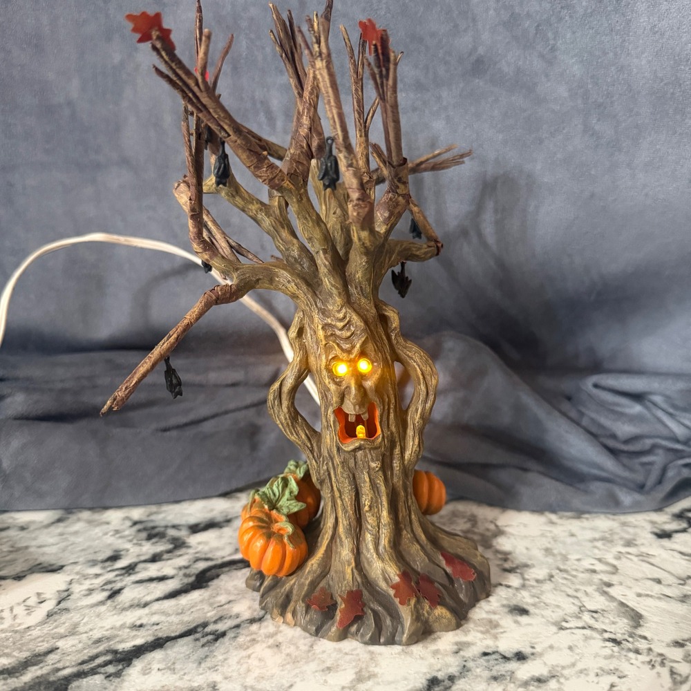 Department 56 Lit Spooky Tree Halloween Village Accessory Battery Operated Glow